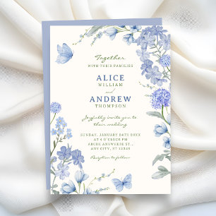 Invitation Mariage de jardin floral bleu
