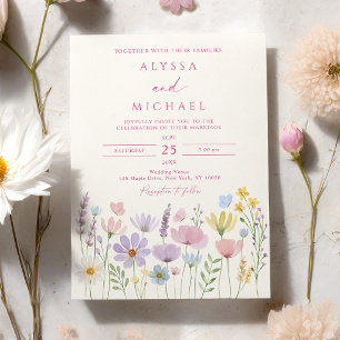 Invitation Mariage de jardin floral de fleurs sauvages printa