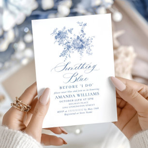 Invitation Mariage de jardin français bleu poussiéreux victor