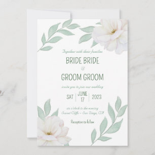 Invitation Mariage de Jardin Invitation, Gardenias & verdure