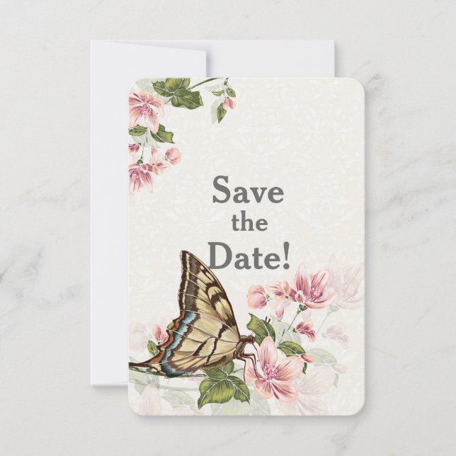 Invitation Mariage de jardin papillon Enregistrer la date (Devant)