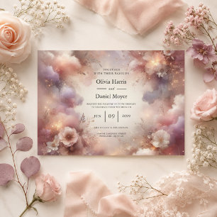 Invitation Mariage de Jardin Poussière d'Étoiles Rouge Champa