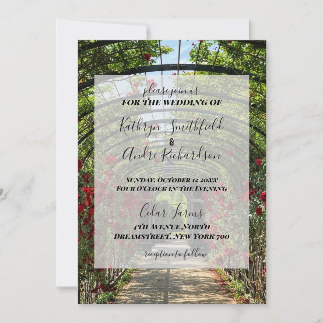 Invitation Mariage de jardin Rose (Devant)