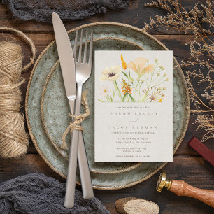 Invitation Mariage de Jardin Simples Fleurs Sauvages Botaniqu