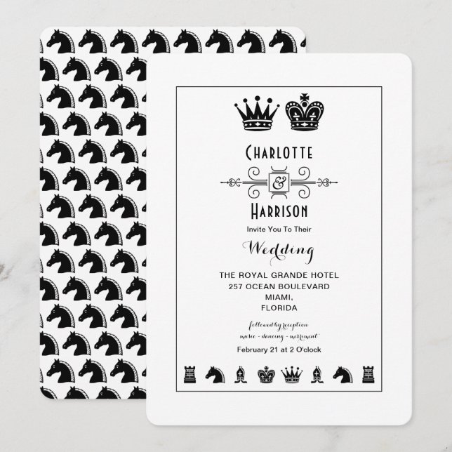 Invitation Mariage De Jeu King And Queen Chess Board (Devant / Derrière)