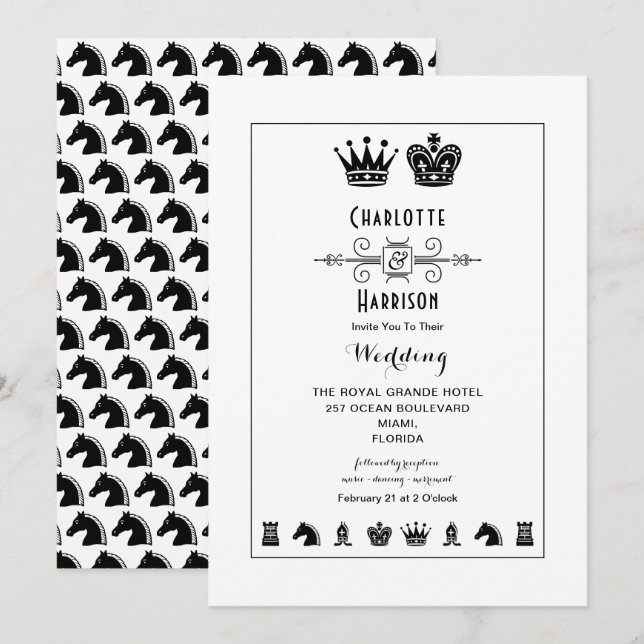 Invitation Mariage De Jeu King And Queen Chess Board (Devant / Derrière)