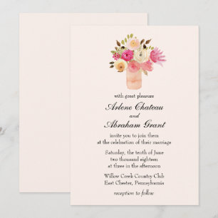 Invitation Mariage de joie rose florale