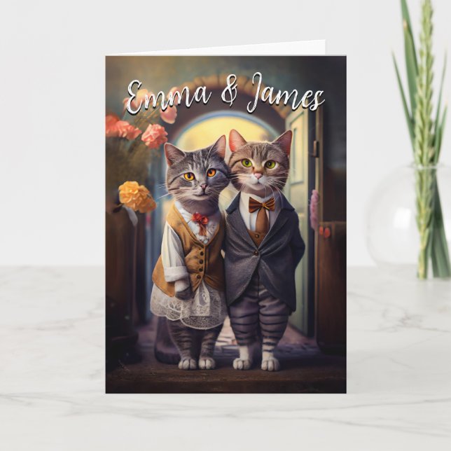 Invitation Mariage de jolis chats - Personnalisable (Devant)