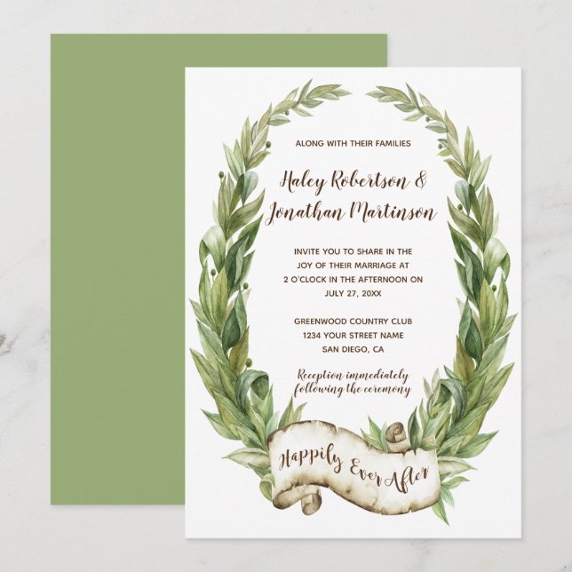 Invitation Mariage de la bannière de défilement des couronnes (Devant / Derrière)