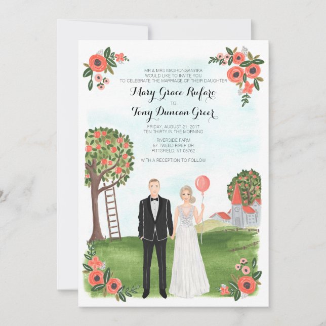 Invitation Mariage de la batterie de portraits de couple avec (Devant)