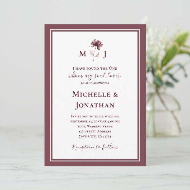 Invitation Mariage de la Bible chrétienne de Bourgogne modern (Debout devant)