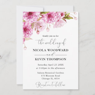 Invitation Mariage de la branche de fleurs de cerisier d'aqua