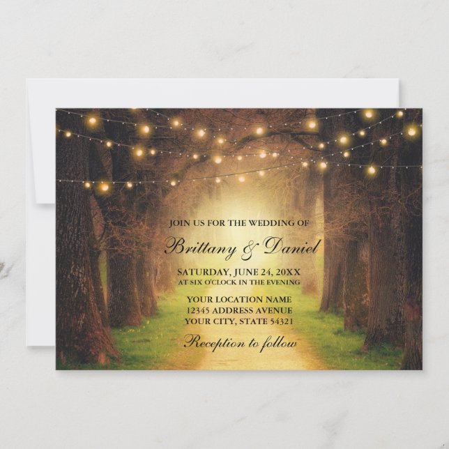 Invitation Mariage de la chaîne de chemin de forêt rustique (Devant)