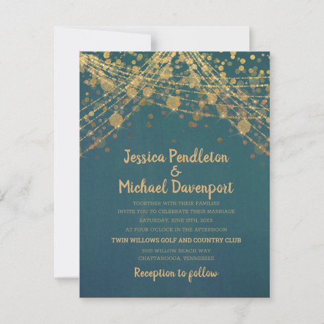 Invitation Mariage de la chaîne de Parties scintillant turquo (Devant)