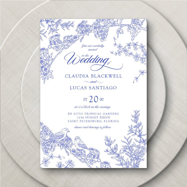 Invitation Mariage de la Chinoiserie Blue Delft (Créateur téléchargé)