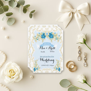 Invitation Mariage de la colombe Floral Blue Light