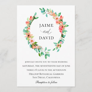 Invitation Mariage de la couronne botanique de l'île Watercol