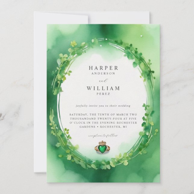 Invitation Mariage de la couronne de claddagh (Devant)