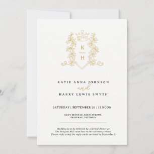 Invitation Mariage de la couronne et de la chair en or noir s