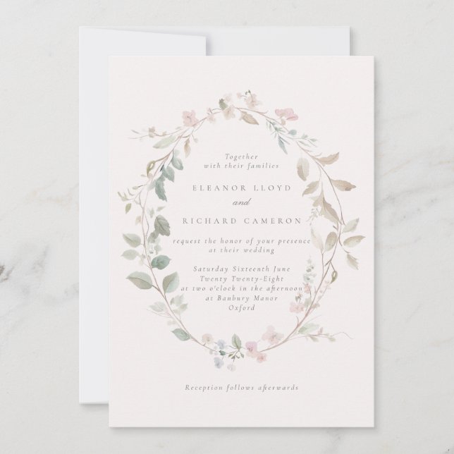 Invitation Mariage de la couronne florale délicieuse (Devant)