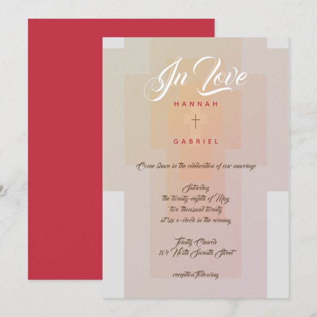 Invitation Mariage de la Croix-chrétienne (Devant / Derrière)
