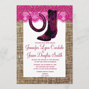 Invitation Mariage de la dentelle de Burlap