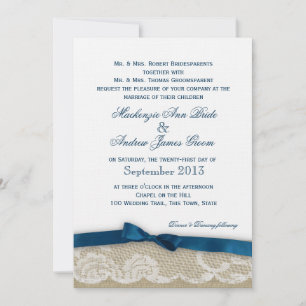 Invitation Mariage de la dentelle romantique et de la corneil