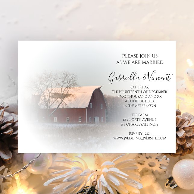 Invitation Mariage de la ferme d'hiver de la grange couverte  (Créateur téléchargé)