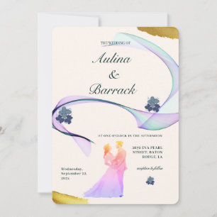 Invitation Mariage de la figure classique de couleur jaune do