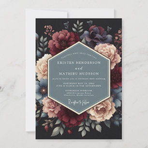 Invitation Mariage de la flore de minuit cramoisie