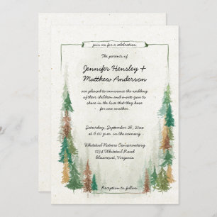 Invitation Mariage de la forêt de pins d'aquarelle russe