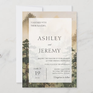 Invitation Mariage de la forêt de pins rustiques