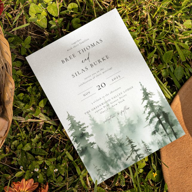 Invitation Mariage de la forêt de pins sauvages (Créateur téléchargé)