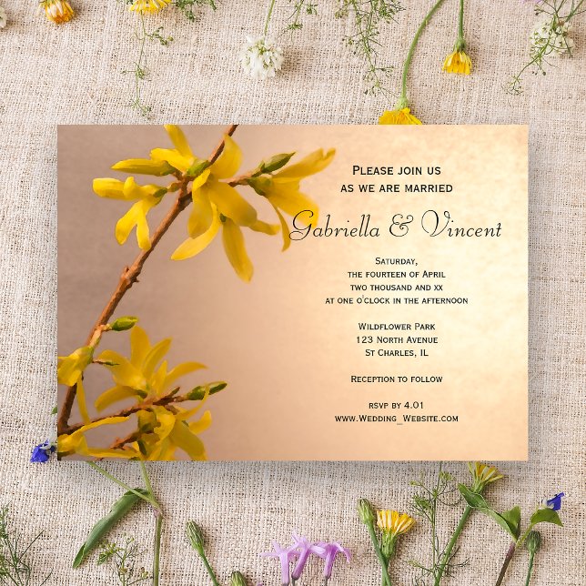 Invitation Mariage de la Forsythie du printemps jaune (Créateur téléchargé)