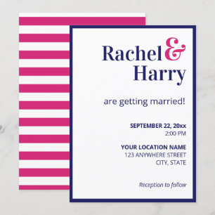 Invitation Mariage de la frontière bleue de Preppy Navy et de