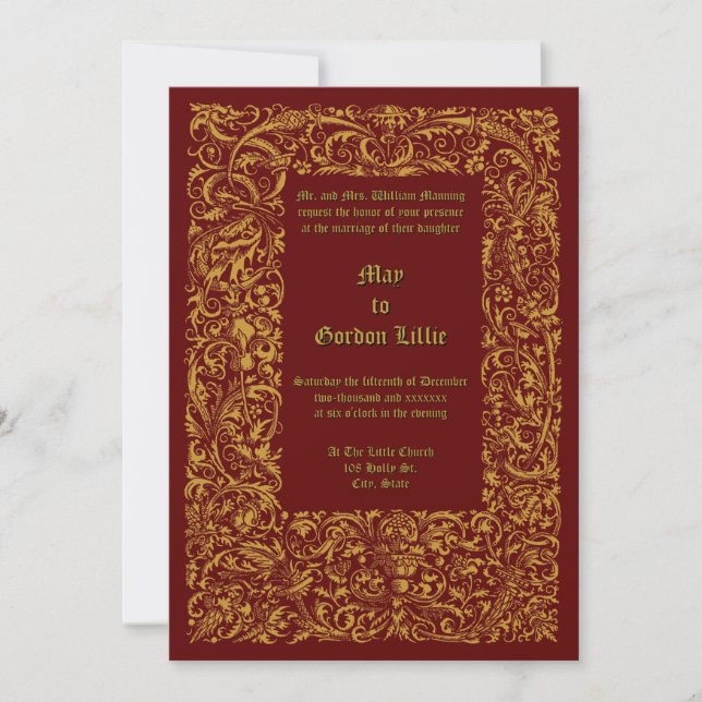 Invitation Mariage de la frontière de Folift médiéval Renaiss (Devant)