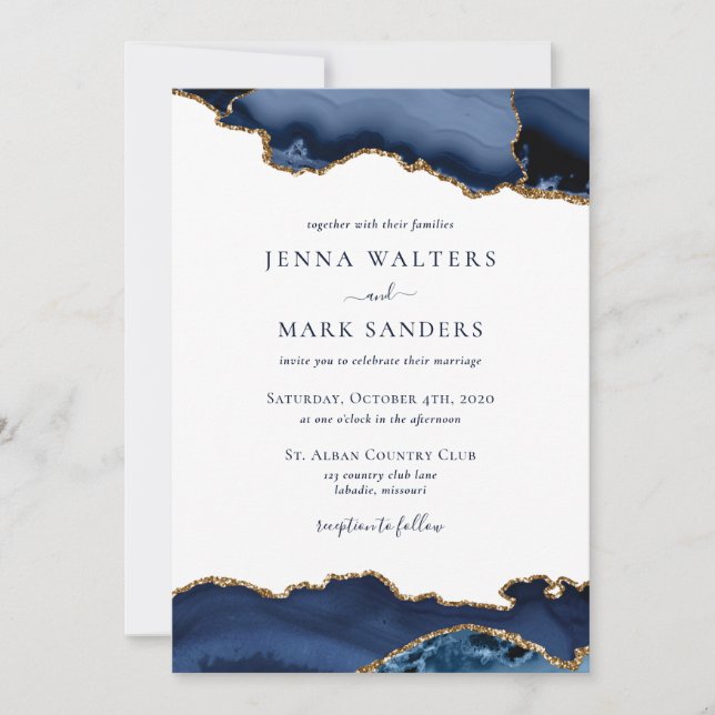 Invitation Mariage de la Géode de la Géode d'âge de la Marine (Devant)