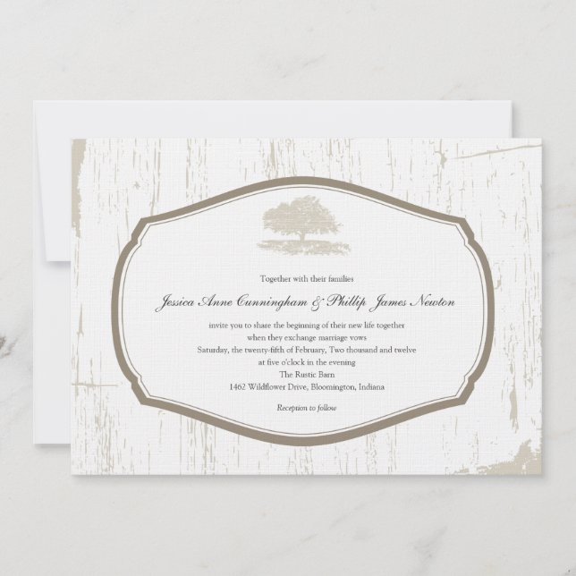 Invitation Mariage de la grange de chêne russe (Devant)