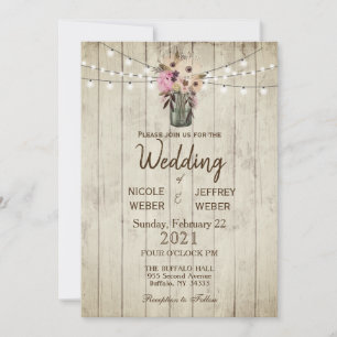 Invitation Mariage de la grange russe Mason Jar