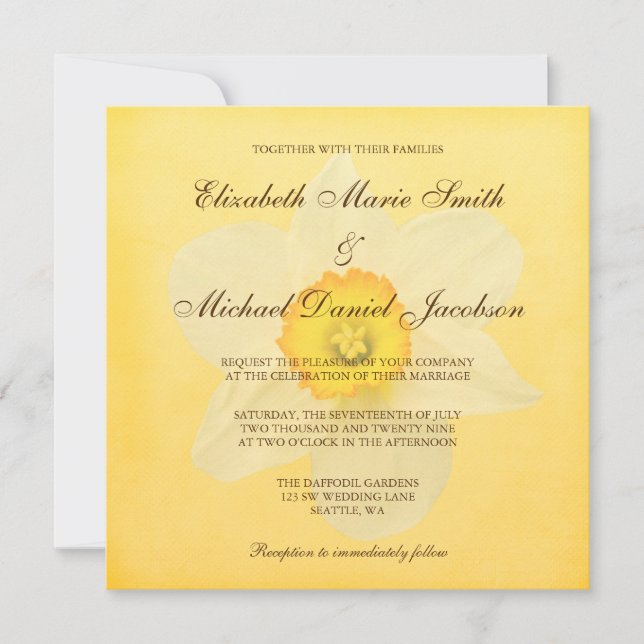 Invitation Mariage de la jonquille de printemps jaune (Devant)