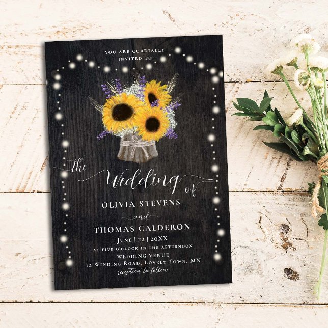 Invitation Mariage de la lavande de bain de Sunflower rustiqu (Créateur téléchargé)
