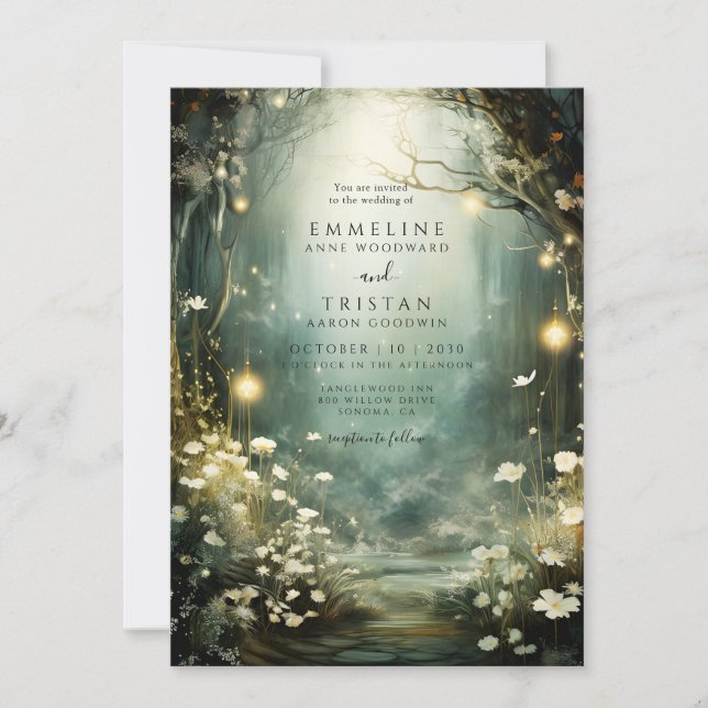 Invitation Mariage de la lueur de forêt enchantée (Devant)