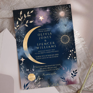 Invitation Mariage de la lune magique céleste et étoiles