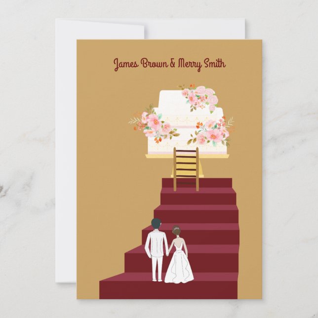 Invitation Mariage de la mariée de gâteaux et de la chambre r (Devant)