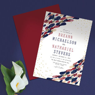 Invitation Mariage de la marine Abstraite moderne Burgundy Co