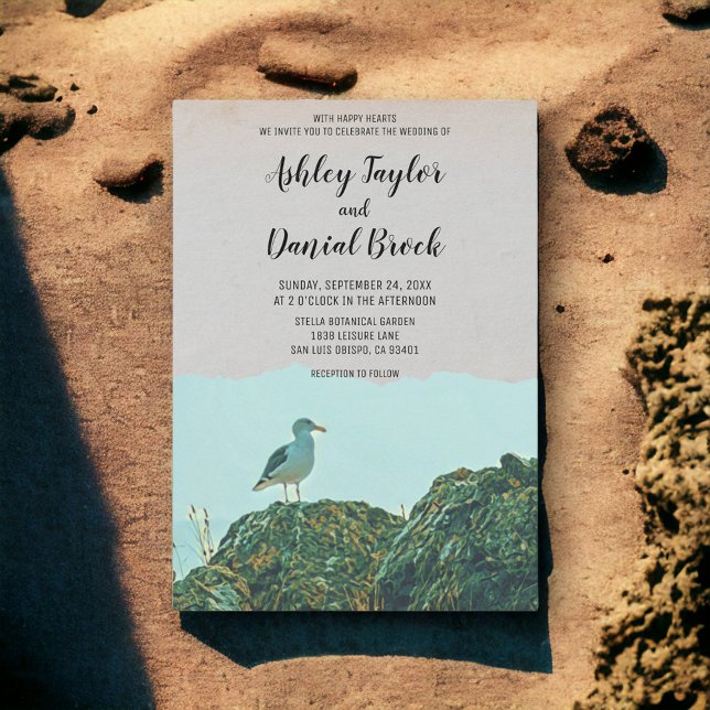 Invitation Mariage de la marine côtière vintage (Créateur téléchargé)