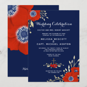 Invitation Mariage de la marine marine nationale de l'anémone