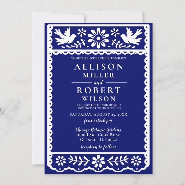 Invitation Mariage de la marine mexicaine Papel Picado (Devant)