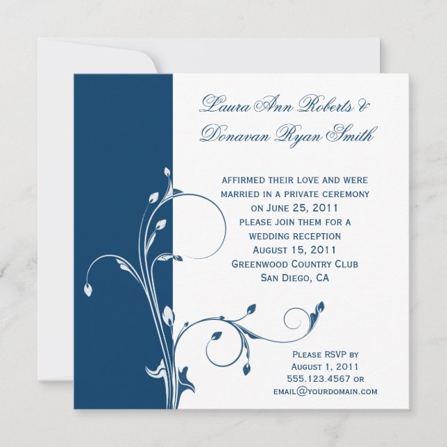Invitation Mariage de la marine White Floral (Devant)