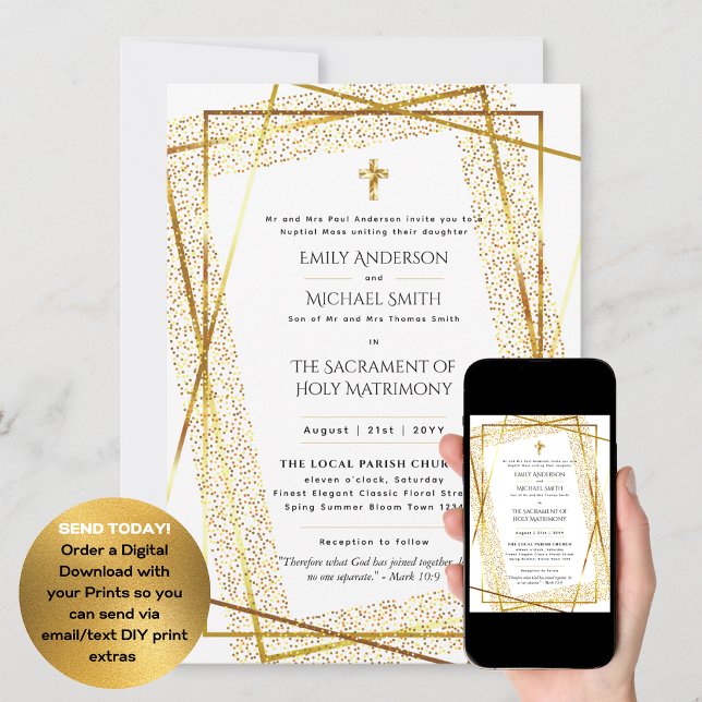 Invitation Mariage de la Messe Nuptiale Catholique Or Blanc (Créateur téléchargé)